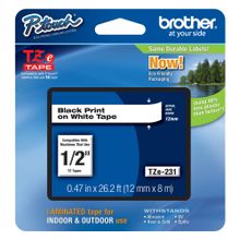 Cinta para Rotulador Brother TZE-231 Laminada 12mm Negro/Blanco