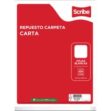 Hojas para Carpeta Tamaño Carta Blancas Scribe 100 hojas