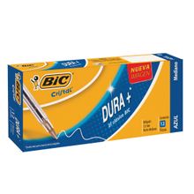 Bolígrafo Bic Cristal Dura+ Punto Mediano Azul 12 pzas