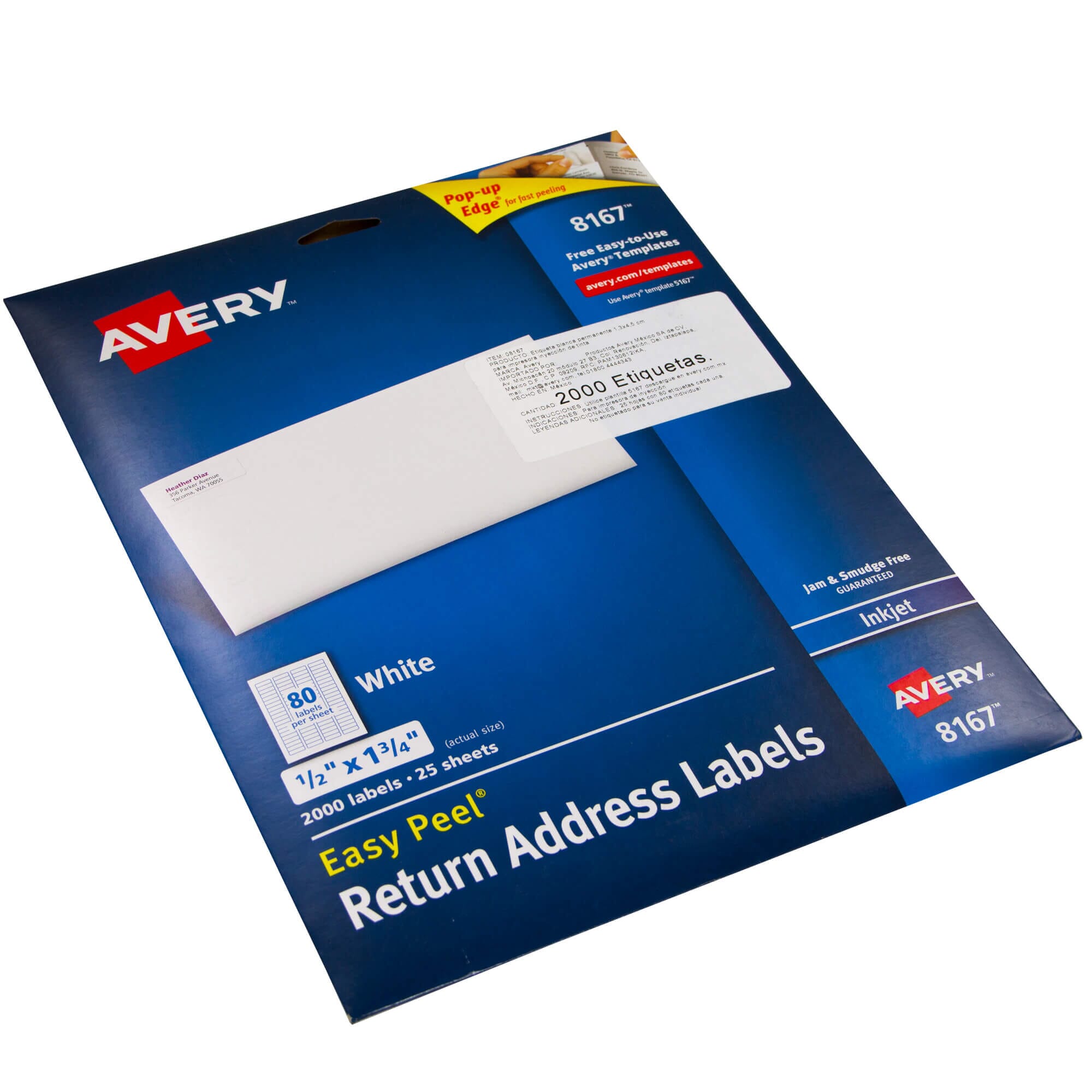  Avery Etiquetas de nombre personalizadas de alta calidad, para  imprimir o escribir, 2-1/3 x 3-3/8 pulgadas, paquete de 5, 2,000 etiquetas  adhesivas (5395) : Productos de Oficina