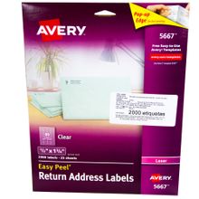 Etiqueta Laser Transparente 1/2"x1 3/4" Avery 2000 etiquetas