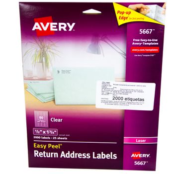 Etiqueta Laser Transparente 1/2"x1 3/4" Avery 2000 etiquetas
