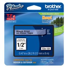 Cinta para Rotulador Brother TZE-131 Laminada 12mm Negro/Transparente