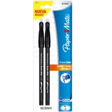Bolígrafo Paper Mate Eraser Mate Punto Mediano Negro 2 pzas