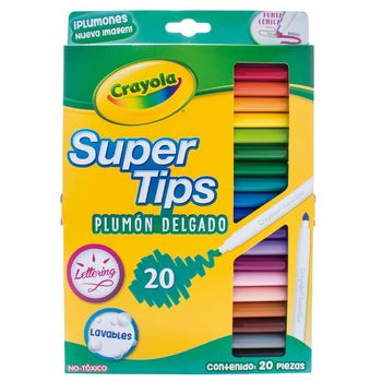 Plumones Delgados Crayola Super Tips Lavables 20 piezas