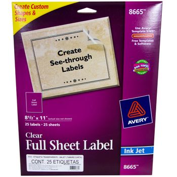 Etiqueta Inkjet Transparente tamaño Carta 25 etiquetas