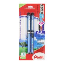 Bolígrafo de Gel Pentel Energel Punto Fino Negro 2 pzas