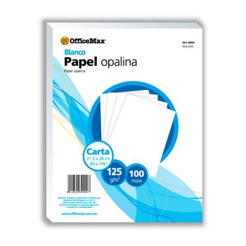 Papel Opalina Blanco Tamaño Carta Officemax 100 hojas 125 gramos