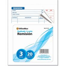 Nota de Remisión Duplicado 1/4 Carta OfficeMax Autocopiante 3 Blocs con 20 juegos c/u