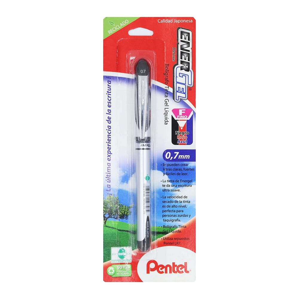 Pentel - Bolígrafo Energel Negro - 0.7mm