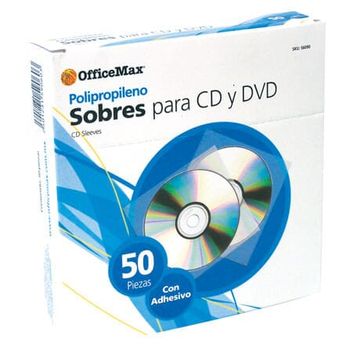Sobre para CD Polipropileno OfficeMax 50 Piezas