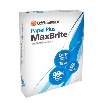 Paquete de Hojas Tamaño Carta OfficeMax MaxBrite 99% Blancura 500 hojas