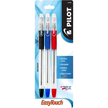 Bolígrafos Pilot Easy Touch Punto Mediano Multicolor 3 pzas