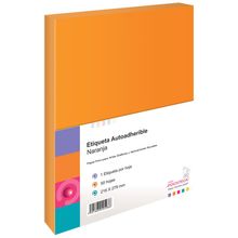 Etiqueta Autoadherible tamaño Carta Pochteca Naranja 50 hojas