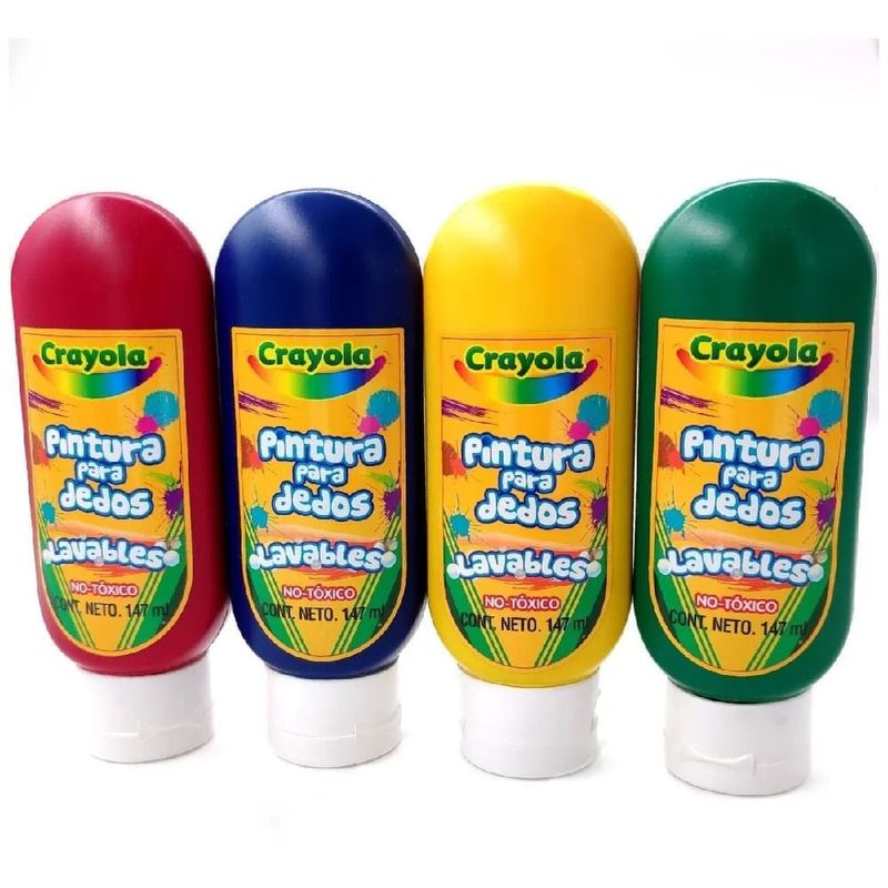 Pintura para dedos Crayola lavable 4 pzas de 147 ml c/u