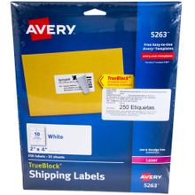 Etiqueta Láser Blanca 2"x4" Avery 250 etiquetas