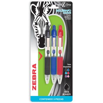 Bolígrafos Zebra Mini Z Grip Punto Mediano Multicolor 3 pzas