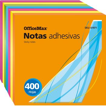 Notas Adhesivas Neón OfficeMax 400 hojas 7.6x7.6cm