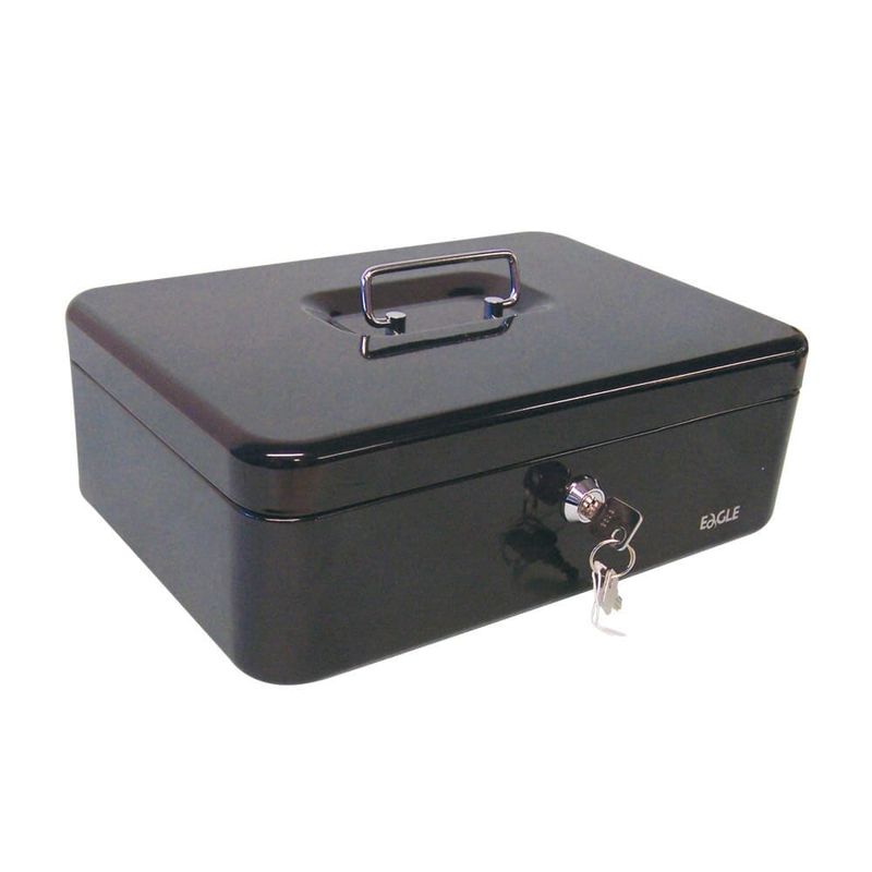  Caja de dinero con cerradura de llave, caja de dinero de metal  portátil con doble capa y 2 llaves para seguridad 5.9 x 4.7 x 3.0 in (azul)  : Productos de Oficina