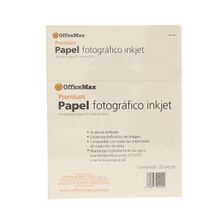 Papel Fotográfico Premium Brillante OfficeMax Inkjet Tamaño Carta 20 hojas