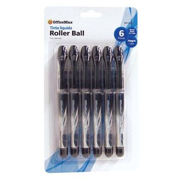 Bolígrafo Rollerball OfficeMax Punto Fino Negro 6 pzas