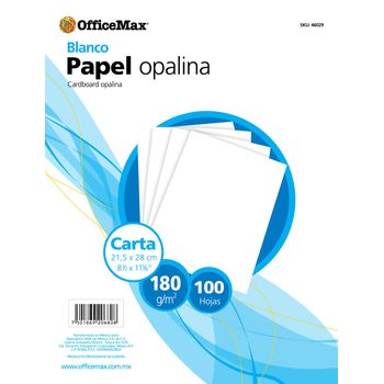 Papel Opalina Blanco Tamaño Carta Officemax 100 Hojas 180 gramos