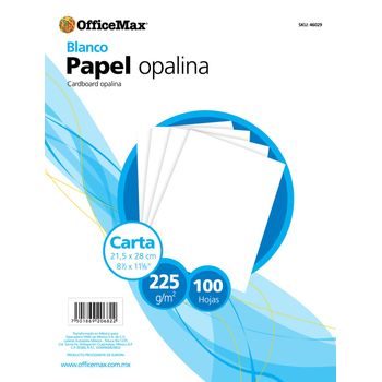 Papel Opalina Blanco Tamaño Carta Officemax 100 hojas 225 gramos