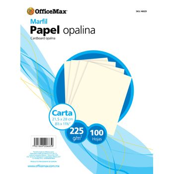 Papel Opalina Marfil Tamaño Carta Officemax 100 hojas 225 gramos