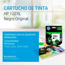 Cartucho de Tinta HP 122XL Negra Original CH563HL