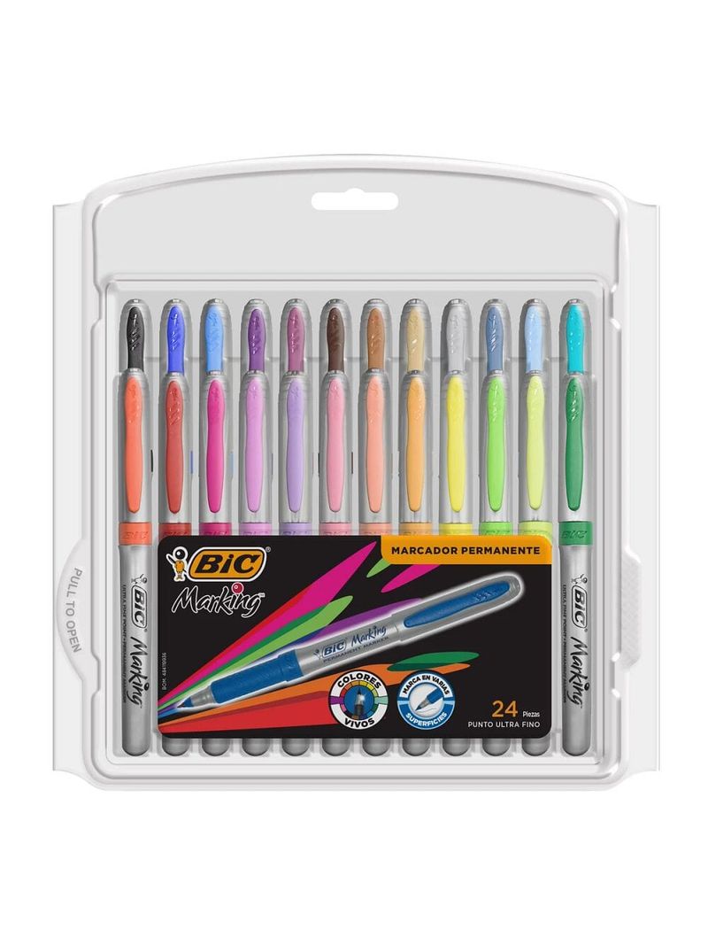 BIC Permanent-Marker FINE, 2er Blister – Keilspitzig, Wasserfest, Schwarz
