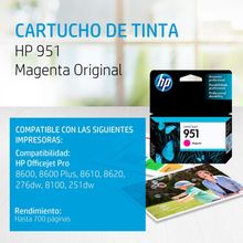 Cartucho de Tinta HP 951 Magenta Original CN051AL