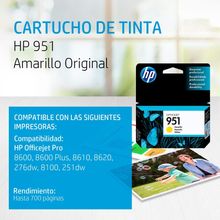 Cartucho de Tinta HP 951 Amarilla Original CN052AL