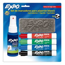 Set de Marcadores para Pizarrón Expo con Líquido Limpiador y Borrador 6 Piezas