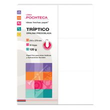 Triptico Opalina Predoblada Blanco Pochteca 50 hojas 120 gramos