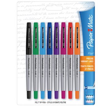 Bolígrafos Paper Mate Flair Punto Ultrafino Multicolor 8 pzas
