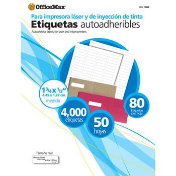 Etiqueta Blanca Autoadherible 1 3/4"x1/2" OfficeMax 4000 etiquetas