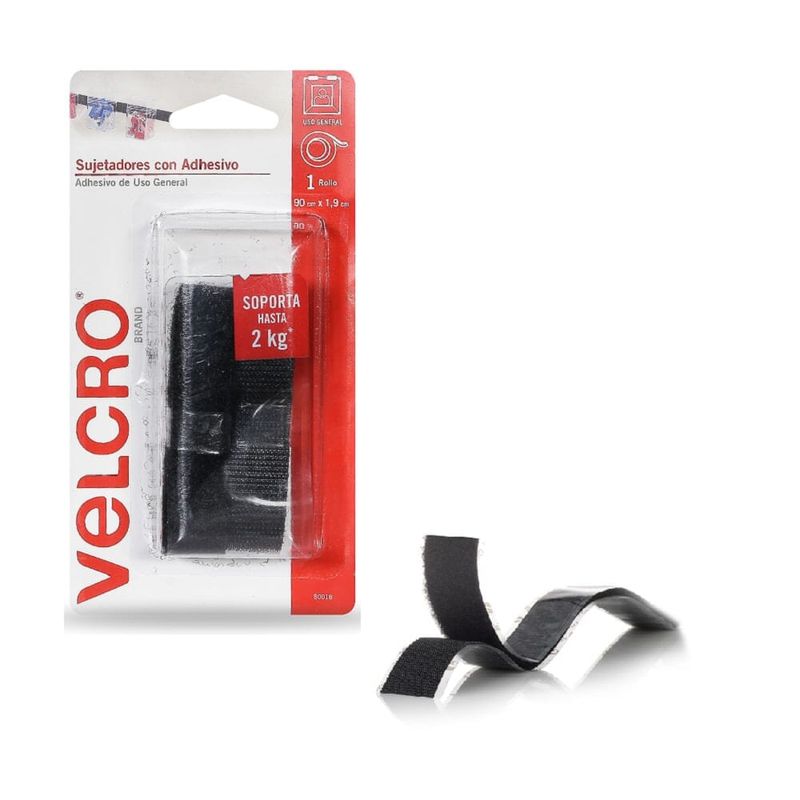Cinta Sujetadora Velcro 90x1.9cm 1 juego negro, Velcro