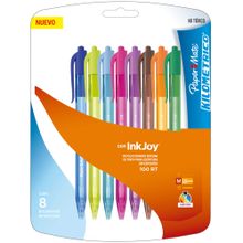 Bolígrafos Paper Mate Kilométrico 100 Punto Mediano Multicolor 8 pzas