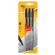 Bolígrafos Bic Cristal Punto Ultra Fino Negro 3 pzas