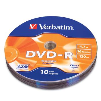 DVD-R Verbatim 4.7GB 16X 120Min 10 piezas