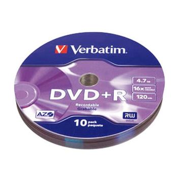 DVD+R Verbatim 4.7GB 16X 120Min 10 piezas