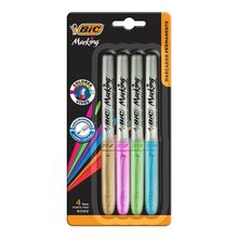 Marcador Permanente Bic Marking Metálico Punta Fina 4 piezas