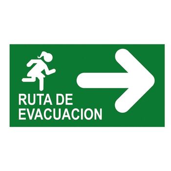 Señalización "Ruta de Evacuación derecha 22.8X15.2cm Sigel
