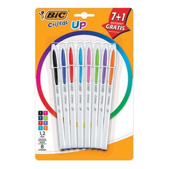 Bolígrafos Bic Cristal Up Punto Grueso Multicolor 8 pzas
