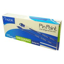 Bolígrafo Azor Pin Point Punto Mediano Azul 12 pzas