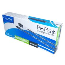 Bolígrafo Azor Pin Point Punto Mediano Negro 12 pzas