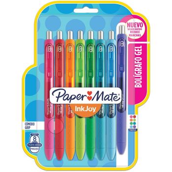 Bolígrafos de Gel Paper Mate Punto Mediano Multicolor 8 pzas