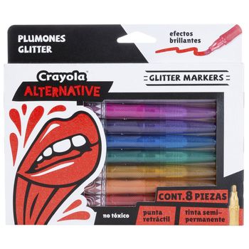 Plumones Crayola Alternative Glitter 8 piezas