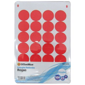 Etiquetas Redondas Rojas 1.9cm OfficeMax 504 etiquetas