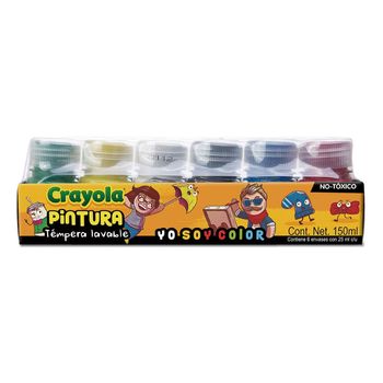 Pinturas Témpera Crayola Lavables 6 Envases de 25ml c/u